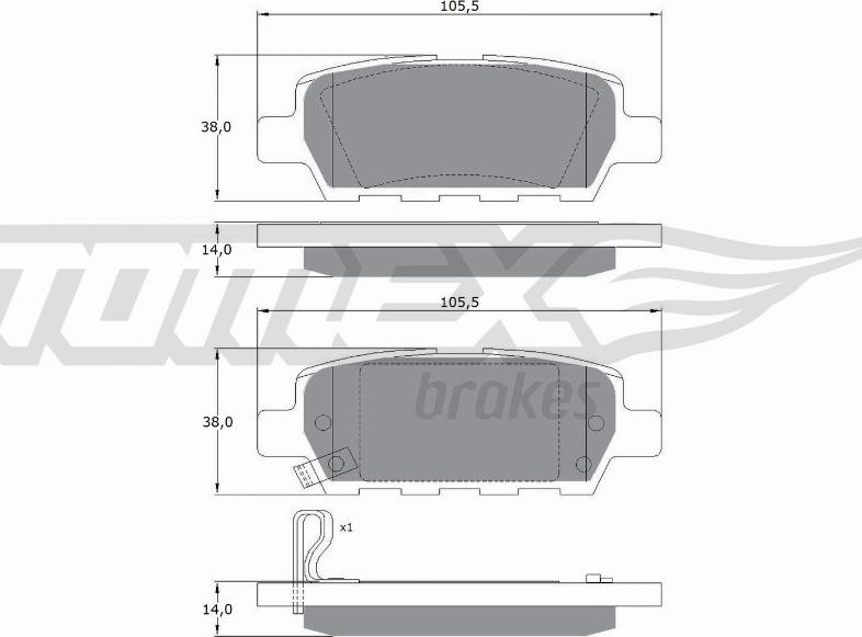 TOMEX brakes TX 14-21 - Bremžu uzliku kompl., Disku bremzes autodraugiem.lv