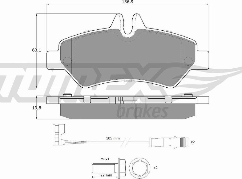 TOMEX brakes TX 14-27 - Bremžu uzliku kompl., Disku bremzes autodraugiem.lv