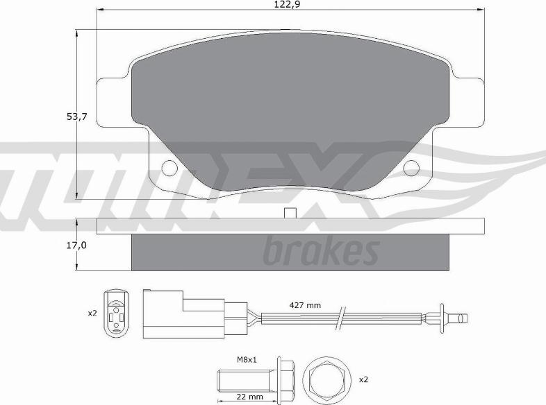 TOMEX brakes TX 14-75 - Bremžu uzliku kompl., Disku bremzes autodraugiem.lv