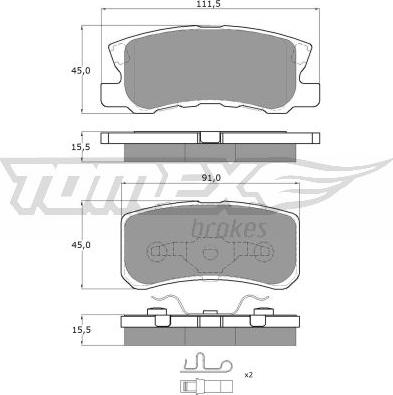 TOMEX brakes TX 15-04 - Bremžu uzliku kompl., Disku bremzes autodraugiem.lv