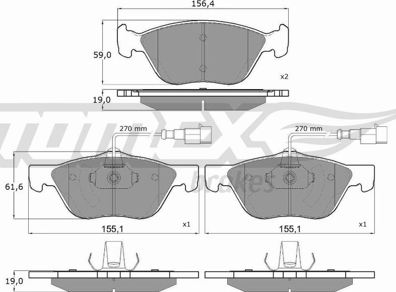 TOMEX brakes TX 15-05 - Bremžu uzliku kompl., Disku bremzes autodraugiem.lv