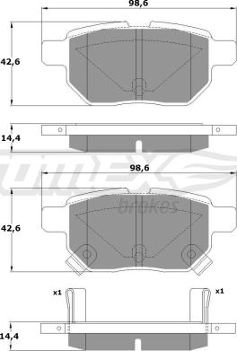 TOMEX brakes TX 15-01 - Bremžu uzliku kompl., Disku bremzes autodraugiem.lv