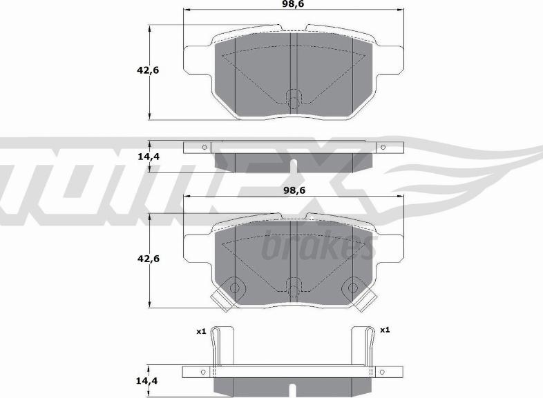 TOMEX brakes TX 15-01 - Bremžu uzliku kompl., Disku bremzes autodraugiem.lv