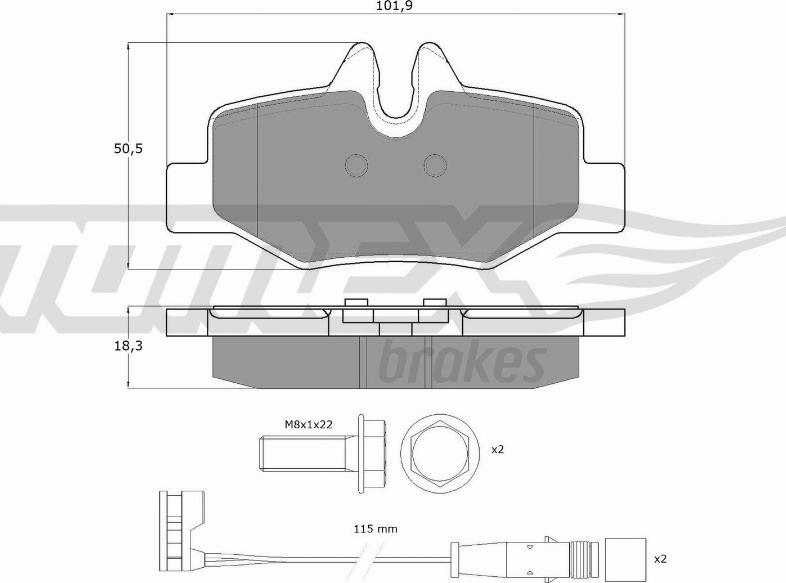 TOMEX brakes TX 15-13 - Bremžu uzliku kompl., Disku bremzes autodraugiem.lv