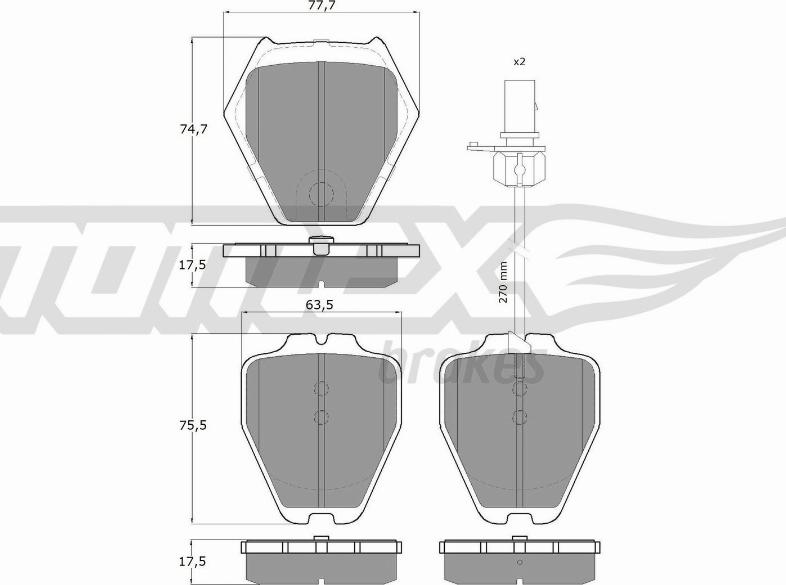 TOMEX brakes TX 15-12 - Bremžu uzliku kompl., Disku bremzes autodraugiem.lv