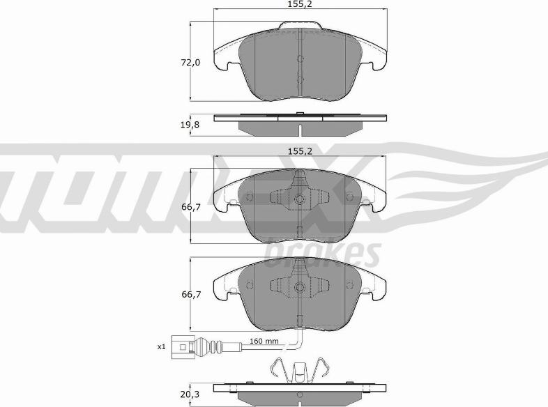 TOMEX brakes TX 15-82 - Bremžu uzliku kompl., Disku bremzes autodraugiem.lv