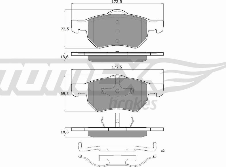 TOMEX brakes TX 15-30 - Bremžu uzliku kompl., Disku bremzes autodraugiem.lv