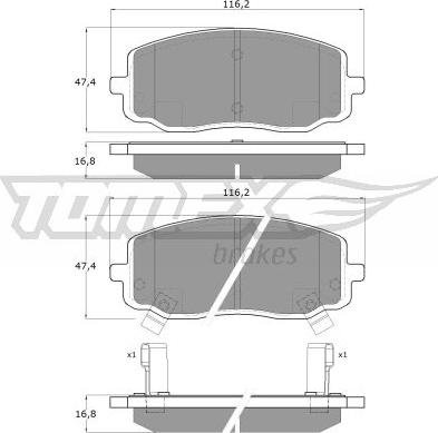 TOMEX brakes TX 15-74 - Bremžu uzliku kompl., Disku bremzes autodraugiem.lv