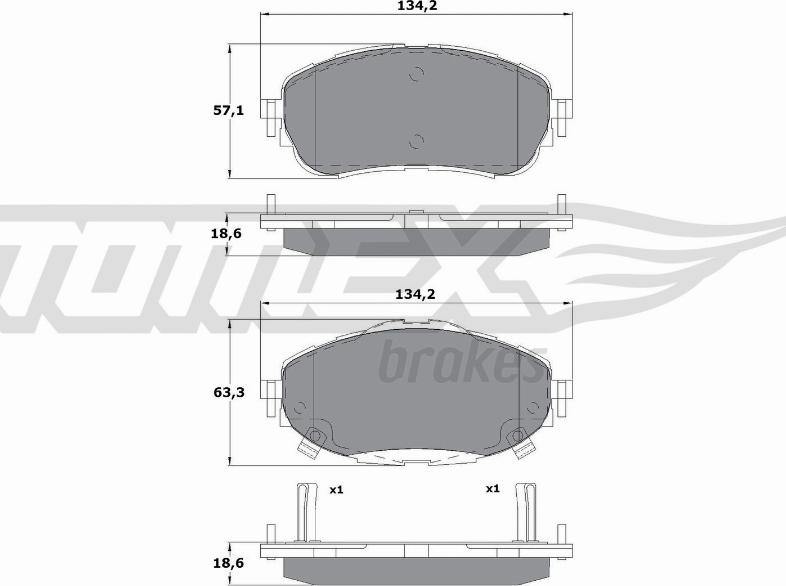 TOMEX brakes TX 16-99 - Bremžu uzliku kompl., Disku bremzes autodraugiem.lv