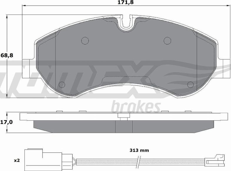 TOMEX brakes TX 16-95 - Bremžu uzliku kompl., Disku bremzes autodraugiem.lv