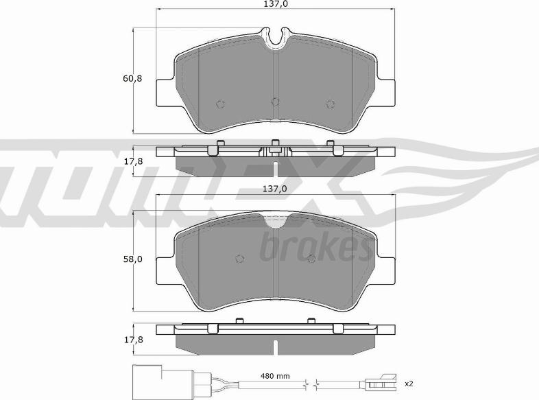 TOMEX brakes TX 16-961 - Bremžu uzliku kompl., Disku bremzes autodraugiem.lv