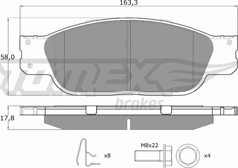 TOMEX brakes TX 16-92 - Bremžu uzliku kompl., Disku bremzes autodraugiem.lv