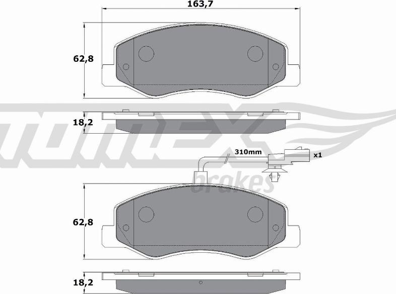 TOMEX brakes TX 16-49 - Bremžu uzliku kompl., Disku bremzes autodraugiem.lv