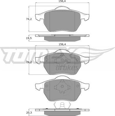 TOMEX brakes TX 16-54 - Bremžu uzliku kompl., Disku bremzes autodraugiem.lv