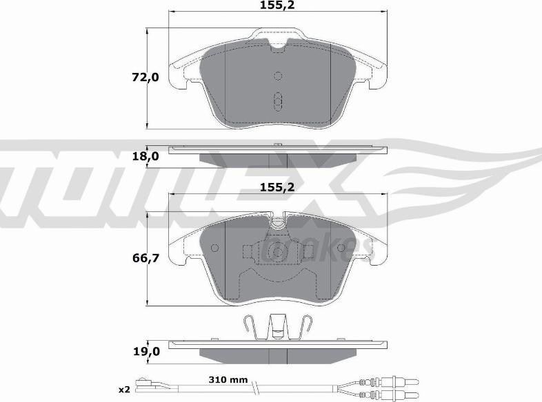 TOMEX brakes TX 16-55 - Bremžu uzliku kompl., Disku bremzes autodraugiem.lv