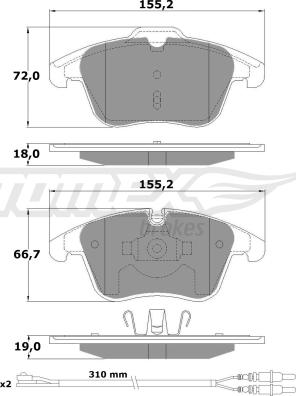 TOMEX brakes TX 16-55 - Bremžu uzliku kompl., Disku bremzes autodraugiem.lv