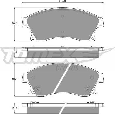 TOMEX brakes TX 16-50 - Bremžu uzliku kompl., Disku bremzes autodraugiem.lv