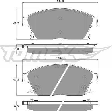 TOMEX brakes TX 16-51 - Bremžu uzliku kompl., Disku bremzes autodraugiem.lv