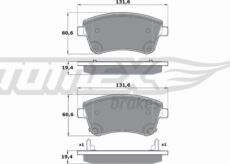 TOMEX brakes TX 16-53 - Bremžu uzliku kompl., Disku bremzes autodraugiem.lv