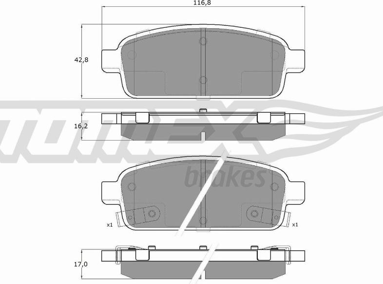 TOMEX brakes TX 16-52 - Bremžu uzliku kompl., Disku bremzes autodraugiem.lv