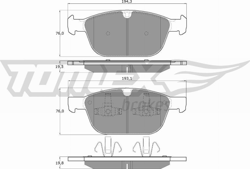 TOMEX brakes TX 16-57 - Bremžu uzliku kompl., Disku bremzes autodraugiem.lv