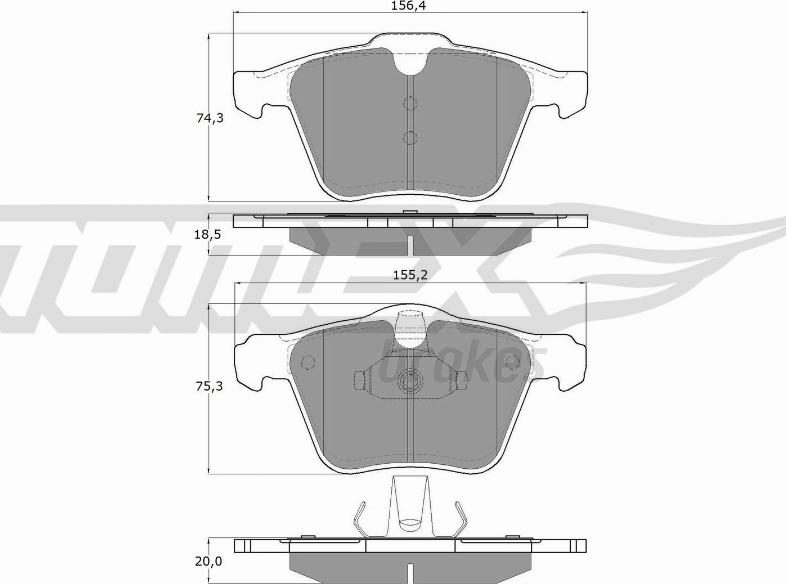 TOMEX brakes TX 16-64 - Bremžu uzliku kompl., Disku bremzes autodraugiem.lv