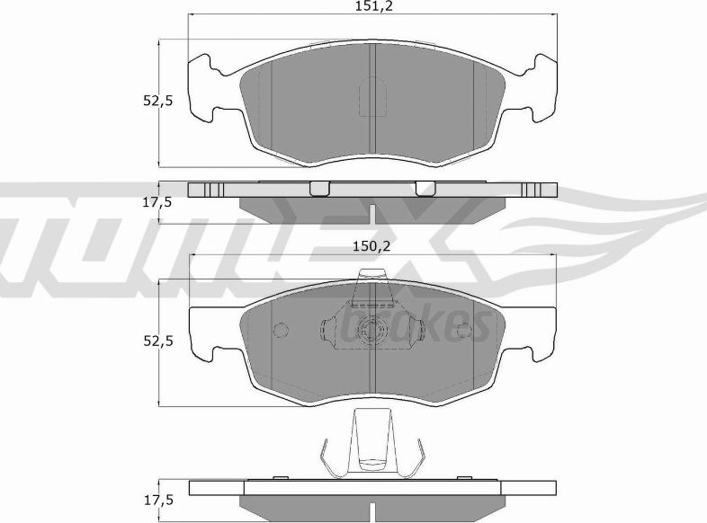 TOMEX brakes TX 16-61 - Bremžu uzliku kompl., Disku bremzes autodraugiem.lv