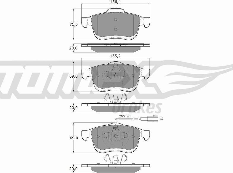 TOMEX brakes TX 16-63 - Bremžu uzliku kompl., Disku bremzes autodraugiem.lv