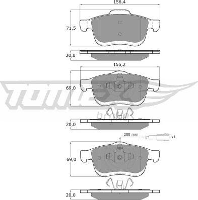 TOMEX brakes TX 16-63 - Bremžu uzliku kompl., Disku bremzes autodraugiem.lv