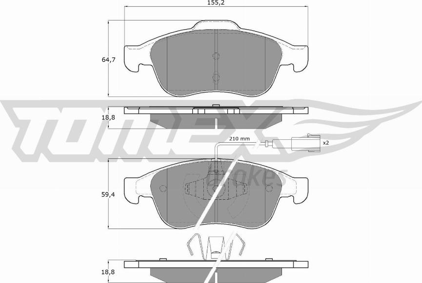 TOMEX brakes TX 16-62 - Bremžu uzliku kompl., Disku bremzes autodraugiem.lv