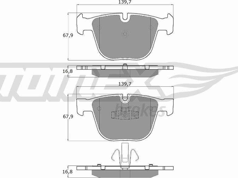 TOMEX brakes TX 16-67 - Bremžu uzliku kompl., Disku bremzes autodraugiem.lv