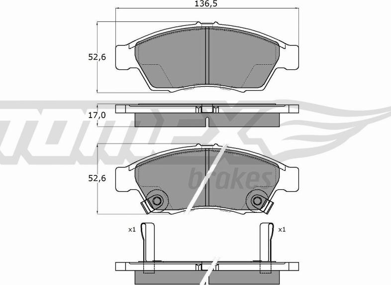 TOMEX brakes TX 16-08 - Bremžu uzliku kompl., Disku bremzes autodraugiem.lv