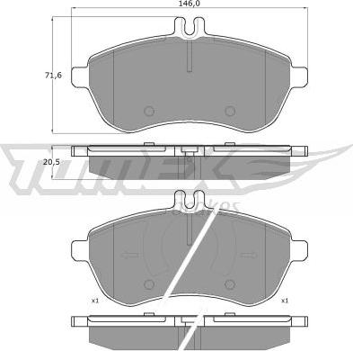 TOMEX brakes TX 16-02 - Bremžu uzliku kompl., Disku bremzes autodraugiem.lv