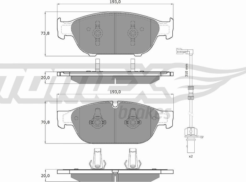 TOMEX brakes TX 16-83 - Bremžu uzliku kompl., Disku bremzes autodraugiem.lv