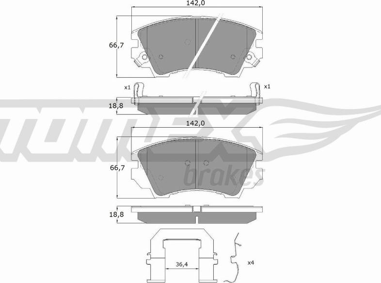 TOMEX brakes TX 16-34 - Bremžu uzliku kompl., Disku bremzes autodraugiem.lv