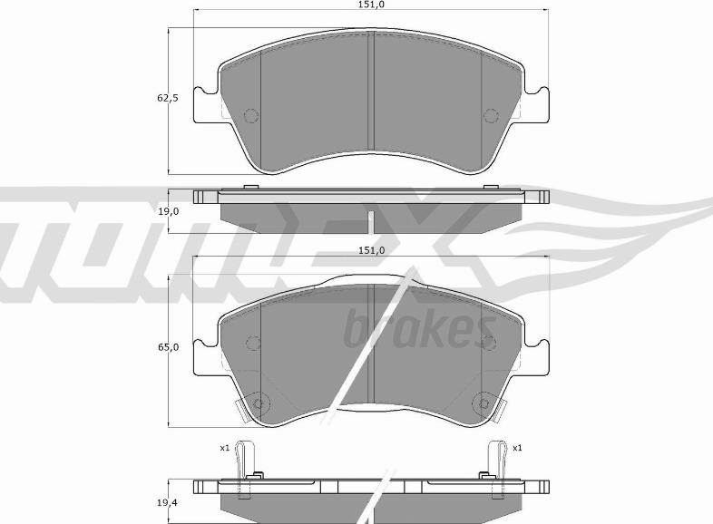 TOMEX brakes TX 16-30 - Bremžu uzliku kompl., Disku bremzes autodraugiem.lv