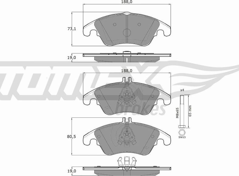 TOMEX brakes TX 16-31 - Bremžu uzliku kompl., Disku bremzes autodraugiem.lv