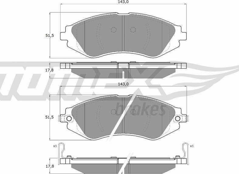 TOMEX brakes TX 16-76 - Bremžu uzliku kompl., Disku bremzes autodraugiem.lv