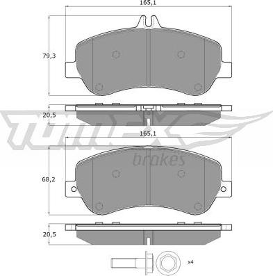 TOMEX brakes TX 16-70 - Bremžu uzliku kompl., Disku bremzes autodraugiem.lv