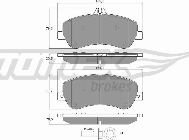 TOMEX brakes TX 16-70 - Bremžu uzliku kompl., Disku bremzes autodraugiem.lv