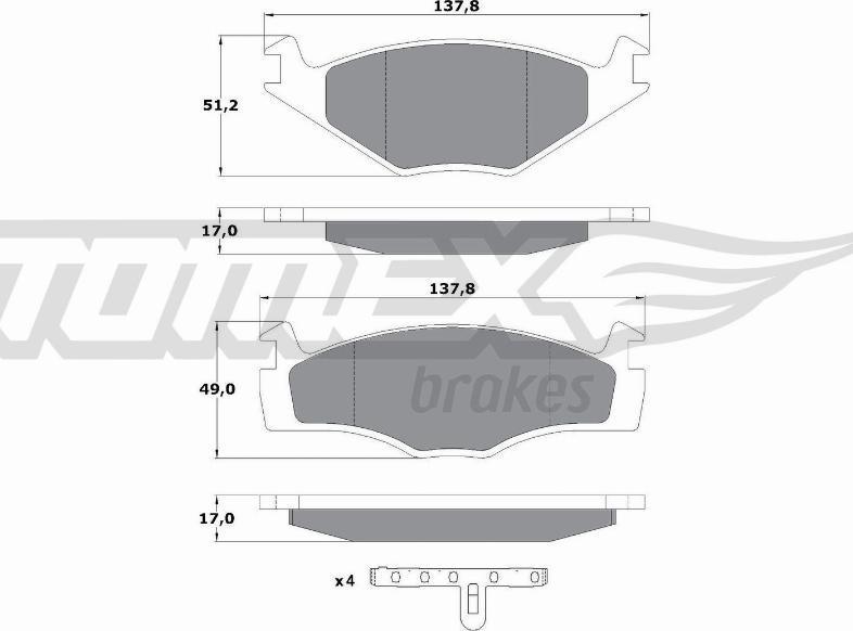 TOMEX brakes TX 10-141 - Bremžu uzliku kompl., Disku bremzes autodraugiem.lv