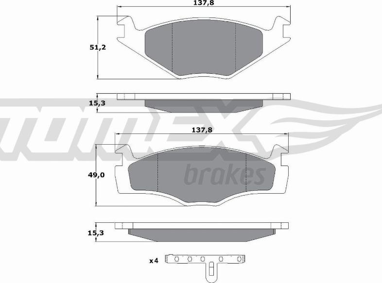 TOMEX brakes TX 10-14 - Bremžu uzliku kompl., Disku bremzes autodraugiem.lv