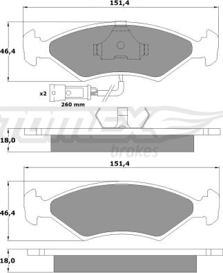 TOMEX brakes TX 10-282 - Bremžu uzliku kompl., Disku bremzes autodraugiem.lv