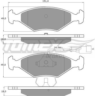 TOMEX brakes TX 10-791 - Bremžu uzliku kompl., Disku bremzes autodraugiem.lv