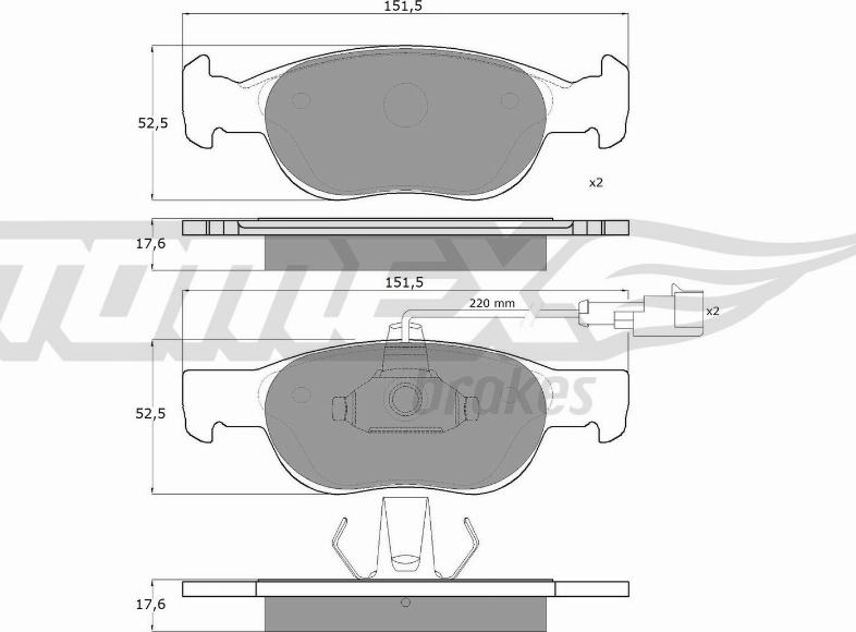 TOMEX brakes TX 10-711 - Bremžu uzliku kompl., Disku bremzes autodraugiem.lv