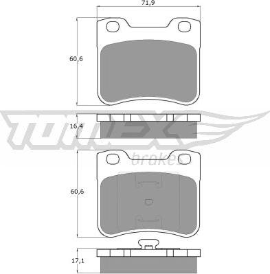 TOMEX brakes TX 11-96 - Bremžu uzliku kompl., Disku bremzes autodraugiem.lv