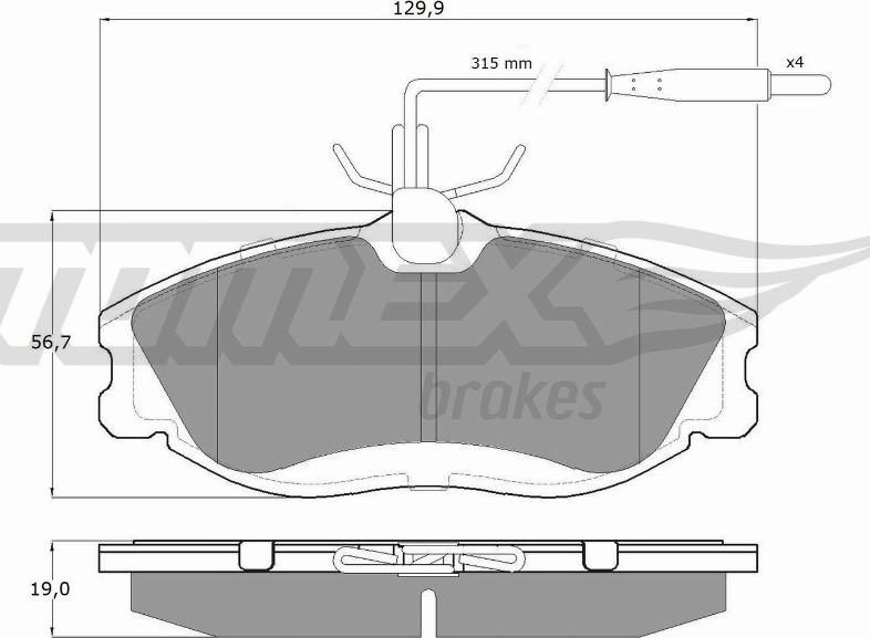 TOMEX brakes TX 11-62 - Bremžu uzliku kompl., Disku bremzes autodraugiem.lv