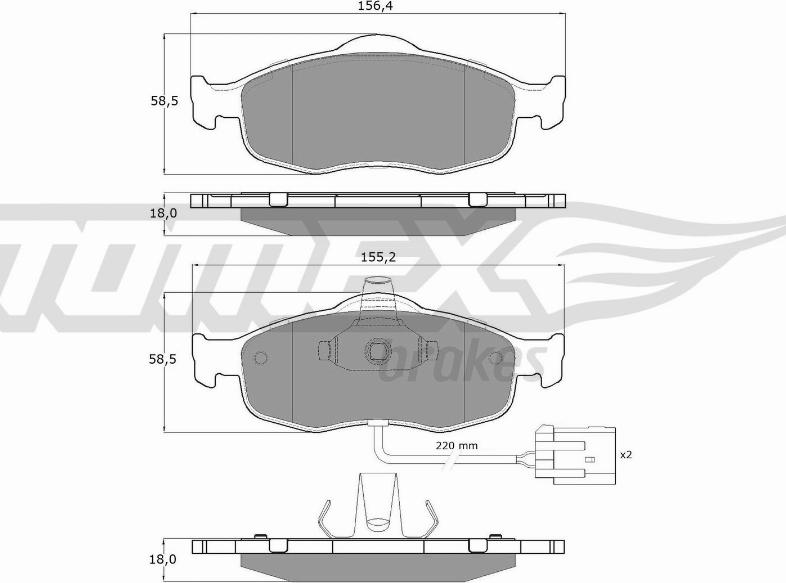 TOMEX brakes TX 11-191 - Bremžu uzliku kompl., Disku bremzes autodraugiem.lv