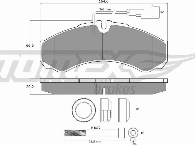 TOMEX brakes TX 11-112 - Bremžu uzliku kompl., Disku bremzes autodraugiem.lv