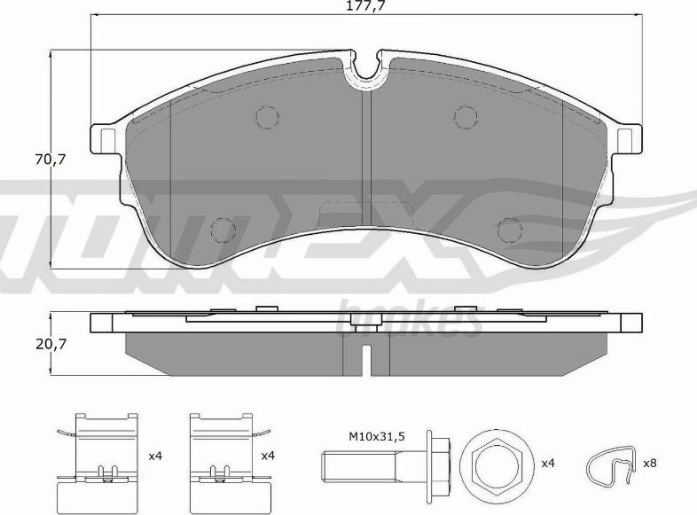 TOMEX brakes TX 18-59 - Bremžu uzliku kompl., Disku bremzes autodraugiem.lv